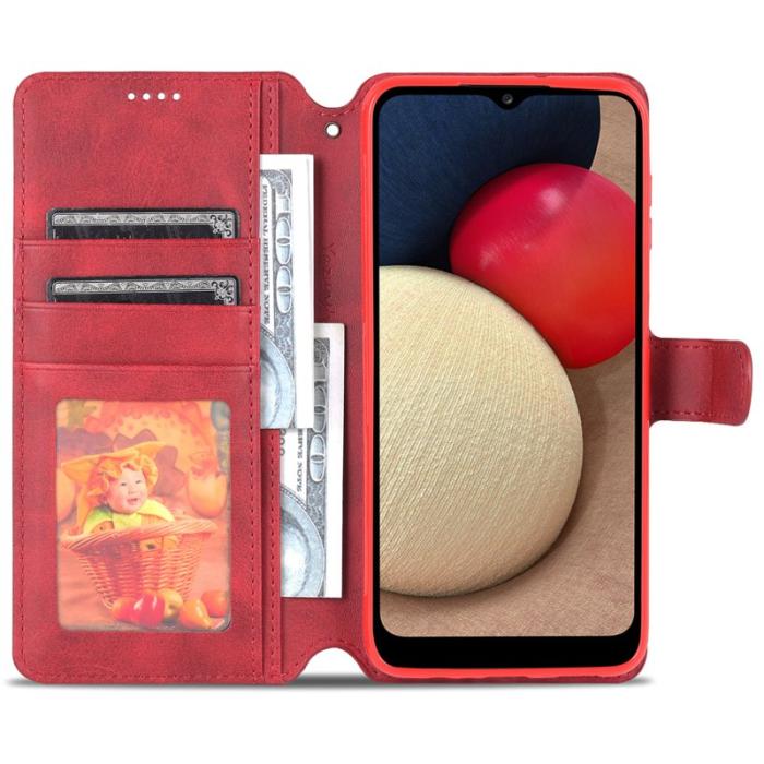 AZNS - AZNS Book Stand Samsung Galaxy A13 Fodral PU Läder - Röd