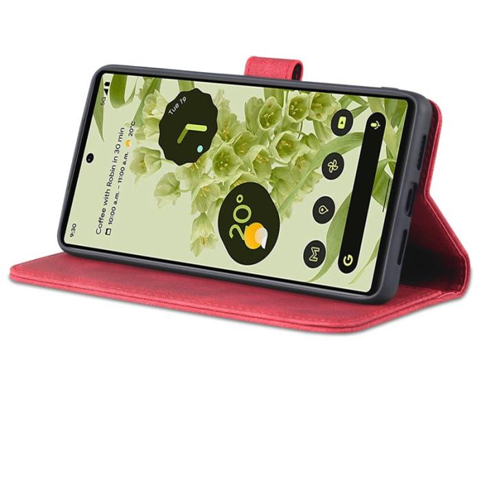 AZNS - AZNS Google Pixel 6 Fodral TPU+PU Läder - Röd