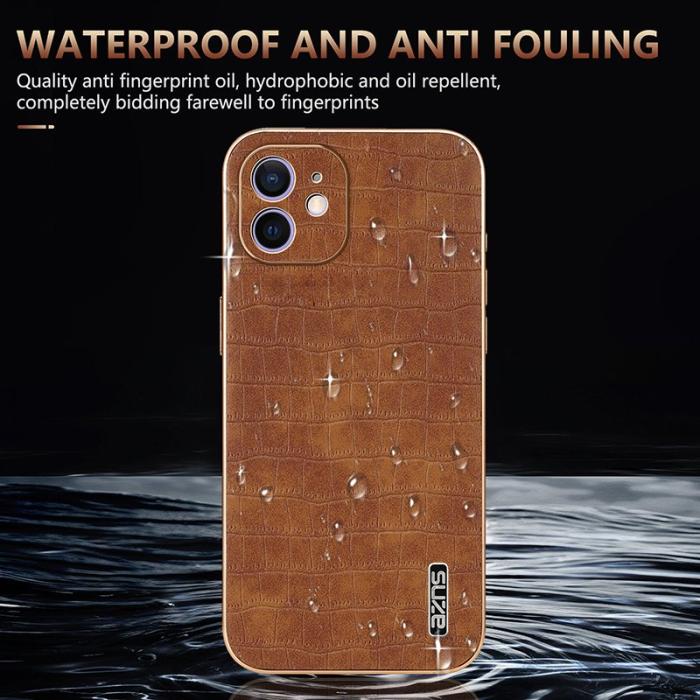AZNS - AZNS iPhone 11 Fodral Anti-Drop Krokodil PU+TPU - Svart