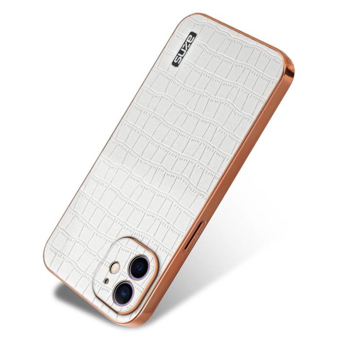 AZNS - AZNS iPhone 11 Fodral Anti-Drop PU+TPU - Krokodilstruktur - Vit