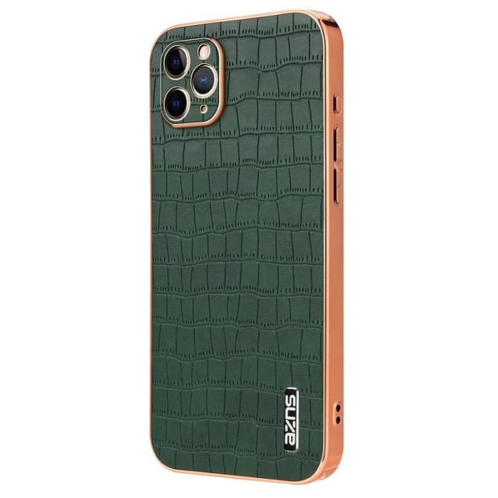 AZNS - AZNS iPhone 11 Pro Fodral Crocodile Textur PU+TPU - Grön