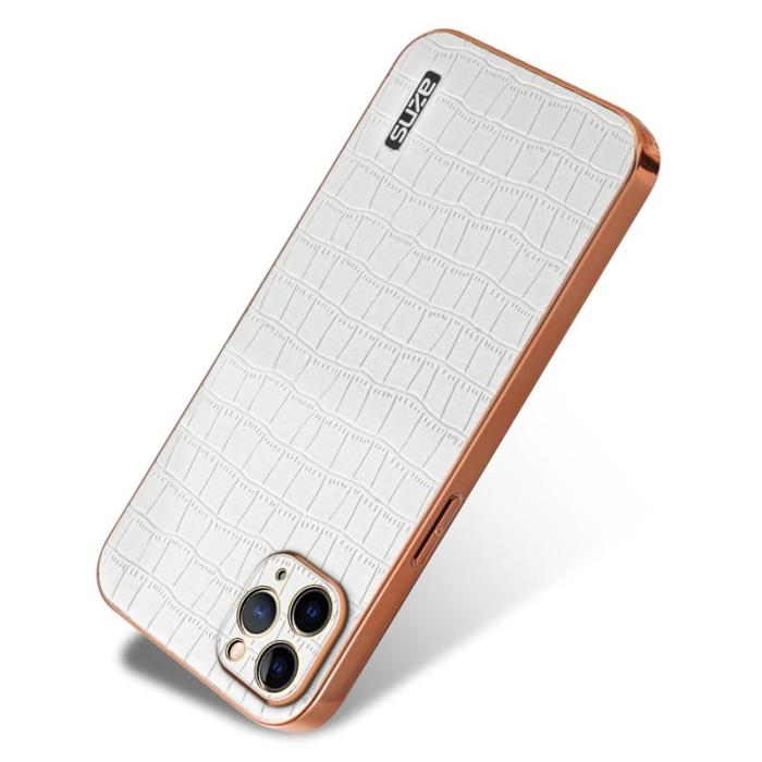 AZNS - AZNS iPhone 11 Pro Fodral Crocodile Textur PU+TPU - Vit