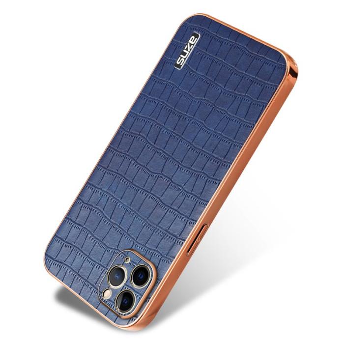 AZNS - AZNS iPhone 11 Pro Max Fodral Crocodile PU+TPU - Blå