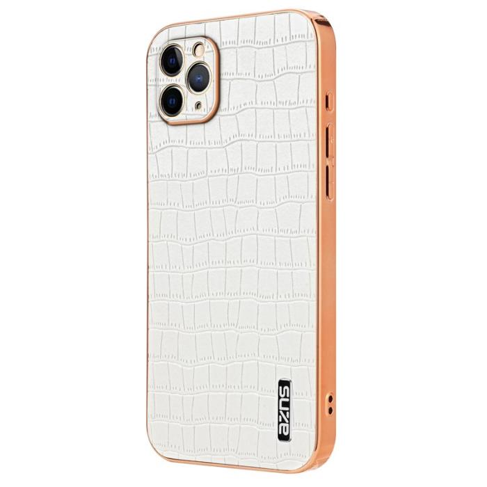 AZNS - AZNS iPhone 11 Pro Max Fodral Crocodile PU+TPU - Vit