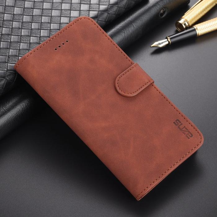 AZNS - AZNS iPhone 12/12 Pro Skal PU Läder - Ställfunktion - Brun