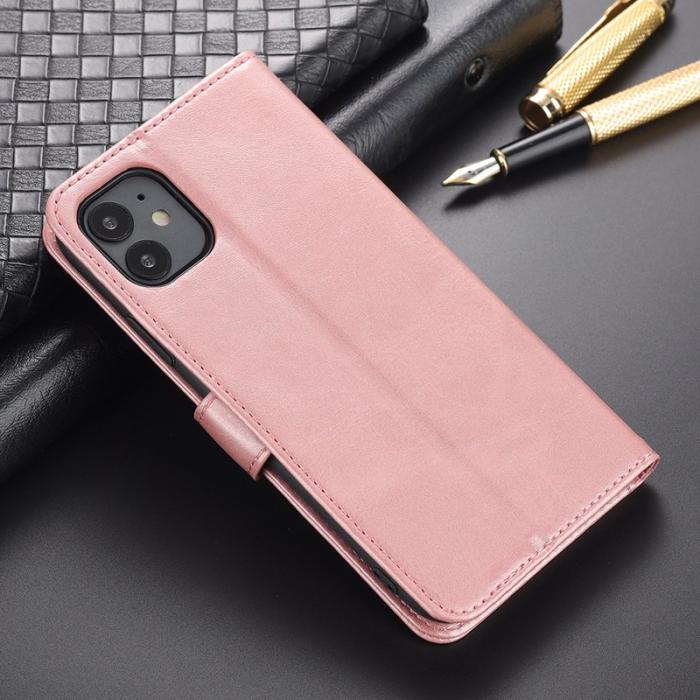 AZNS - AZNS iPhone 12/12 Pro Skal - PU Läder - Ställfunktion - Rosa