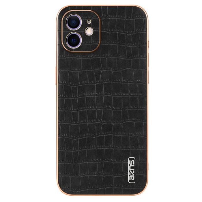 AZNS - AZNS iPhone 12 Fodral Crocodile Texture PU+TPU - Svart