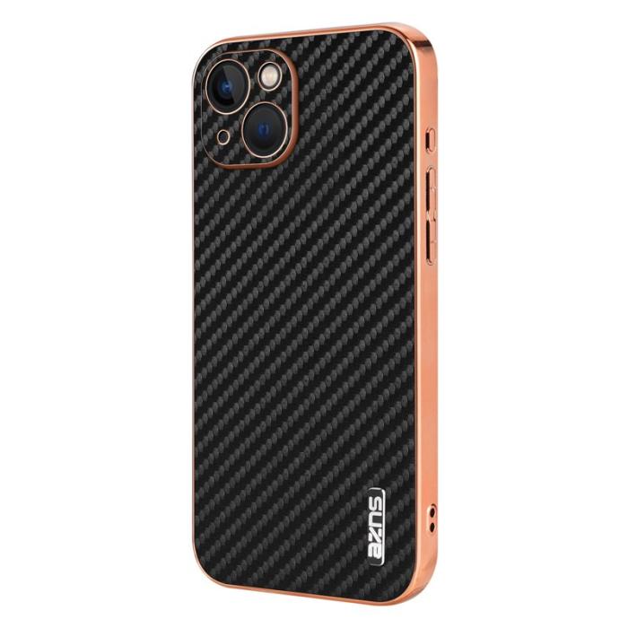 AZNS - AZNS iPhone 13 Fodral Electroplating Carbon Fiber PU+TPU - Svart