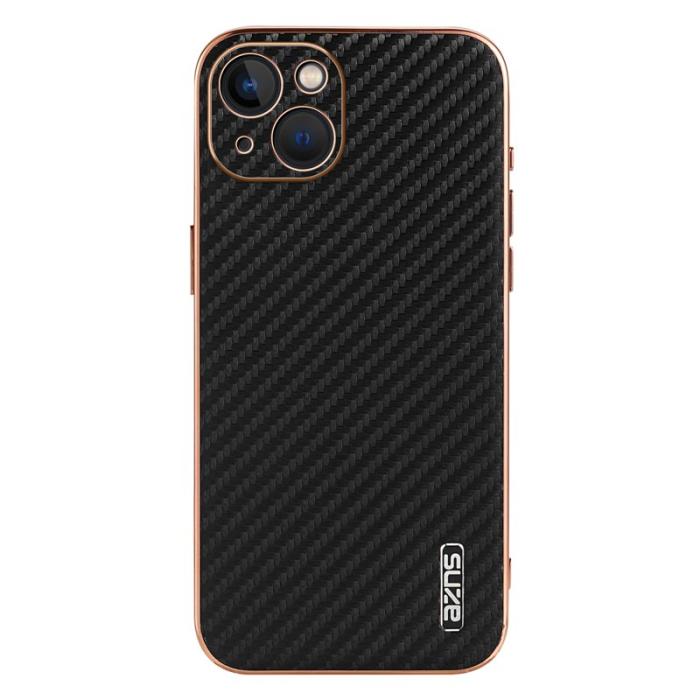 AZNS - AZNS iPhone 13 Fodral Electroplating Carbon Fiber PU+TPU - Svart