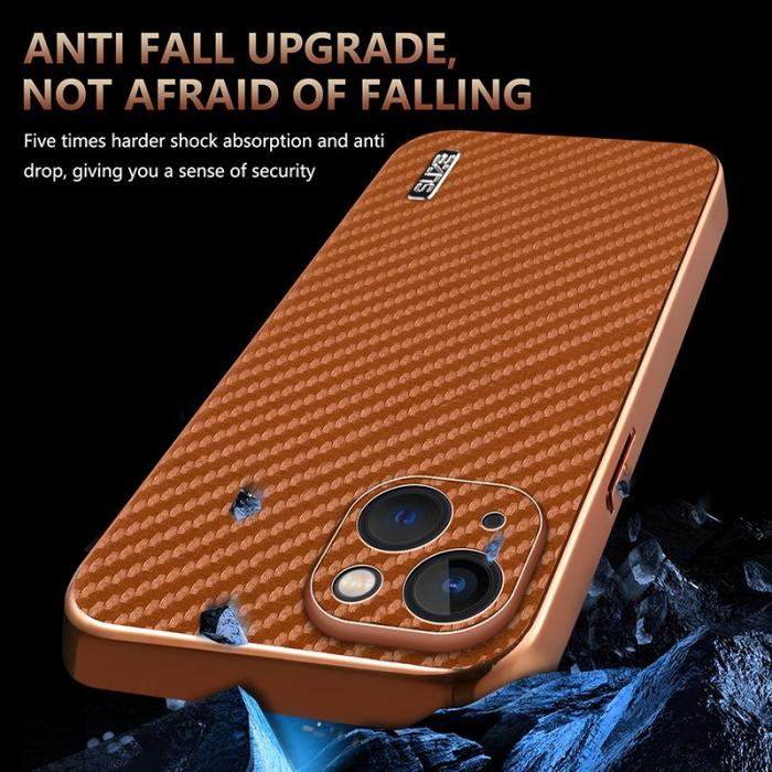 AZNS - AZNS iPhone 13 Fodral Electroplating Carbon Fiber PU+TPU - Svart