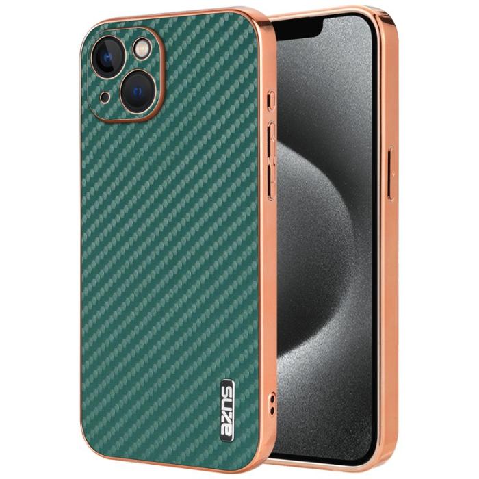 AZNS - AZNS iPhone 13 Fodral Electroplating Kolfiber PU+TPU - Grön