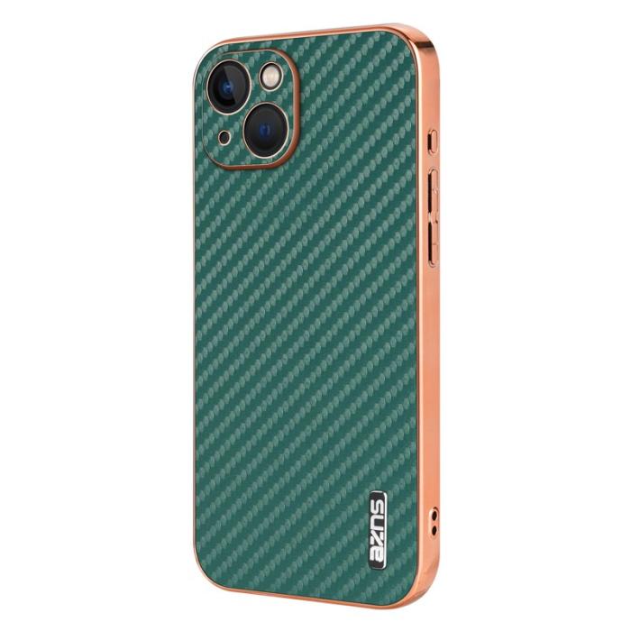 AZNS - AZNS iPhone 13 Fodral Electroplating Kolfiber PU+TPU - Grön