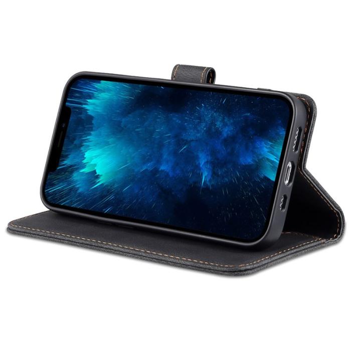 AZNS - AZNS iPhone 13 Pro Fodral i PU-läder - Skyddande - Svart