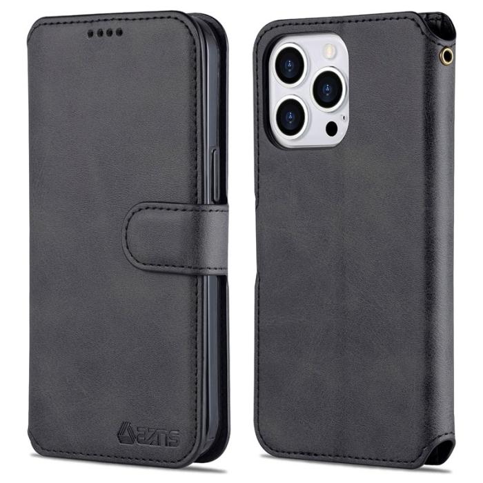 AZNS - AZNS iPhone 13 Pro Max Fodral Äkta läder - Svart