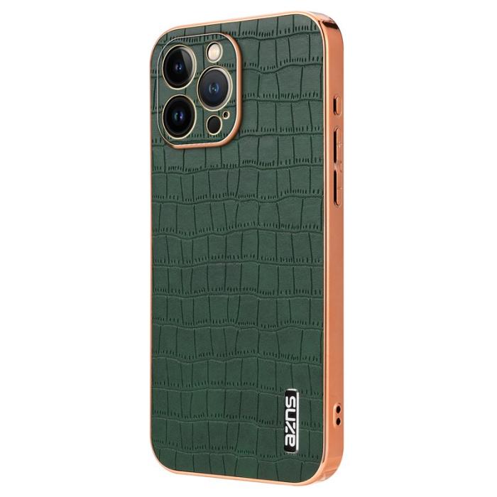 AZNS - AZNS iPhone 13 Pro Max Fodral Crocodile Textur PU+TPU - Grön
