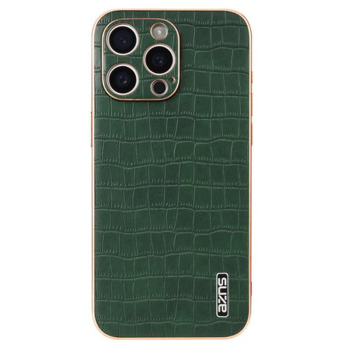 AZNS - AZNS iPhone 13 Pro Max Fodral Crocodile Textur PU+TPU - Grön
