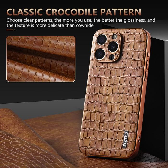AZNS - AZNS iPhone 13 Pro Max Fodral Crocodile Textur PU+TPU - Grön