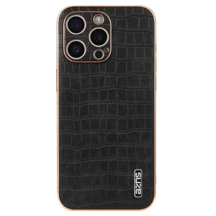 AZNS - AZNS iPhone 13 Pro Max Fodral Crocodile Textur PU+TPU - Svart
