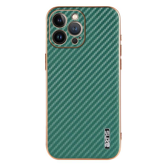 AZNS - AZNS iPhone 13 Pro Max Fodral - Elektropläterad Kolfiber PU+TPU - Grön