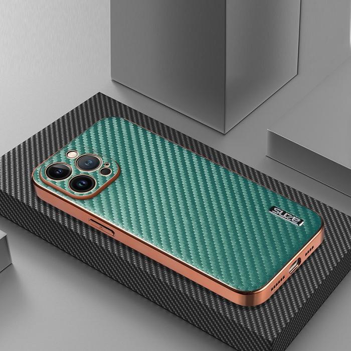 AZNS - AZNS iPhone 13 Pro Max Fodral - Elektropläterad Kolfiber PU+TPU - Grön
