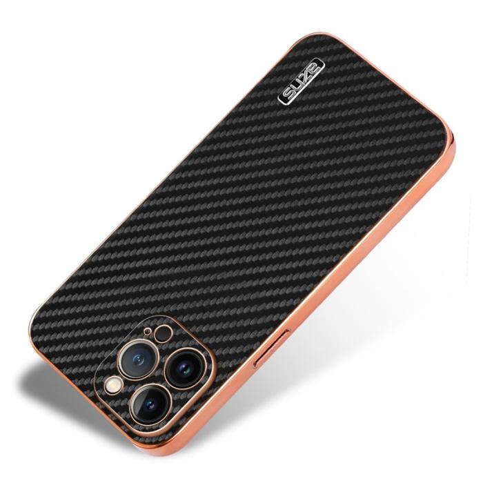 AZNS - AZNS iPhone 13 Pro Max Fodral - Elektroplätering Kolfiber PU+TPU - Svart