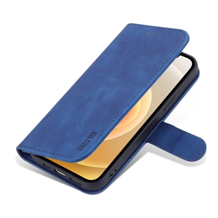 AZNS - AZNS iPhone 13 Skal PU Läder Folio Flip Wallet - Blå