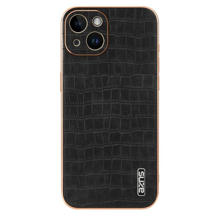 AZNS - AZNS iPhone 14 Fodral Crocodile Textur PU+TPU - Svart