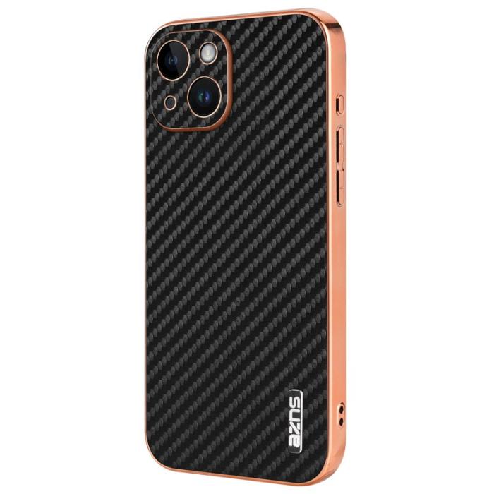 AZNS - AZNS iPhone 14 Fodral Electroplating Carbon Fiber PU+TPU - Svart