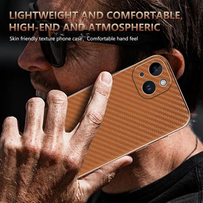 AZNS - AZNS iPhone 14 Fodral Electroplating Carbon Fiber PU+TPU - Svart