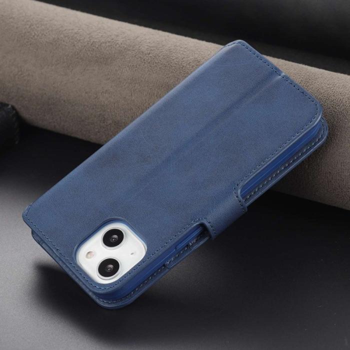 AZNS - AZNS iPhone 14 Fodral PU-läder - Ställ, Magnetisk Flip - Blå