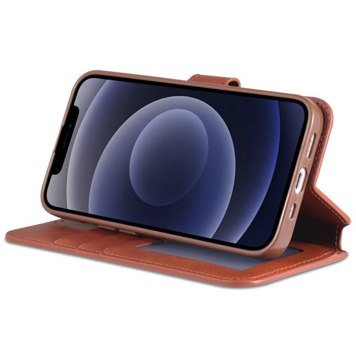 AZNS - AZNS iPhone 14 Fodral PU Läder - Ställning Magnetisk - Brun