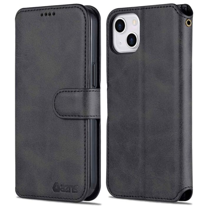 AZNS - AZNS iPhone 14 Fodral PU Läder - Svart