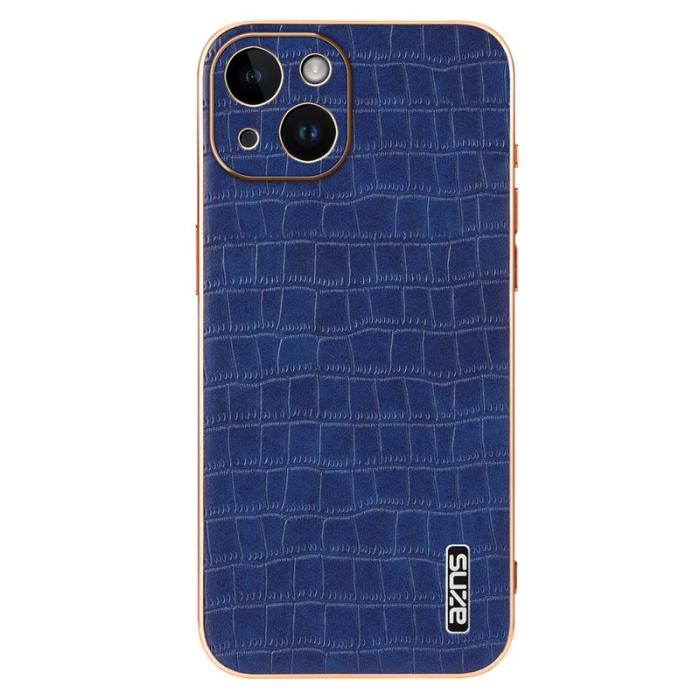 AZNS - AZNS iPhone 14 Plus Fodral Crocodile Textur PU+TPU - Blå