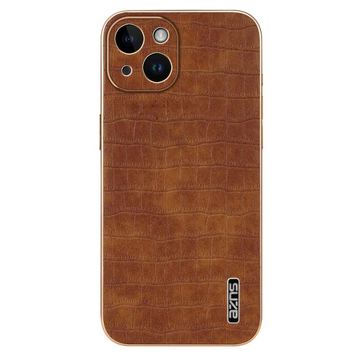AZNS - AZNS iPhone 14 Plus Fodral Crocodile Textur PU+TPU - Brun