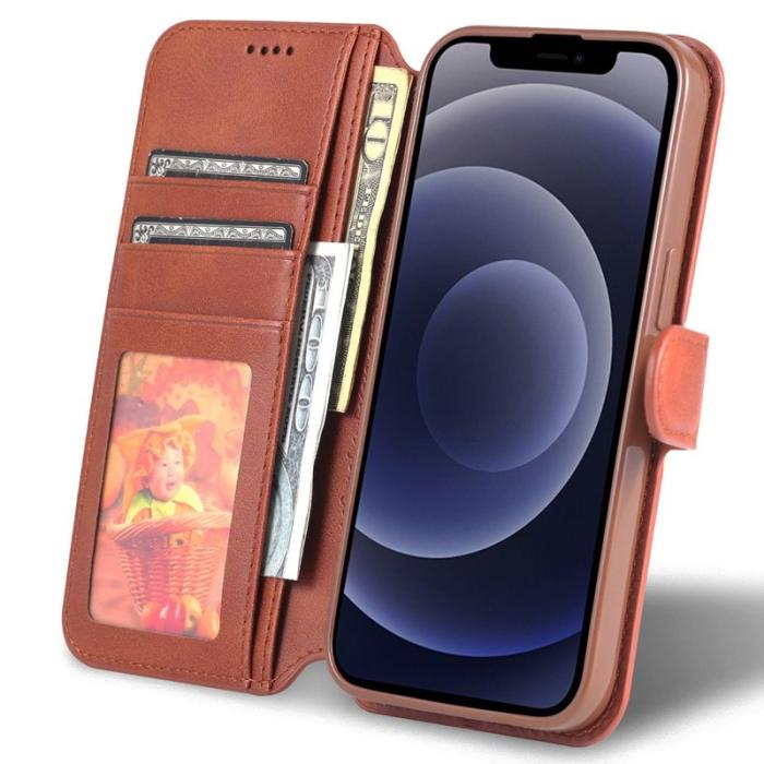 AZNS - AZNS iPhone 14 Plus Fodral - PU Läder - Ställfunktion - Brun