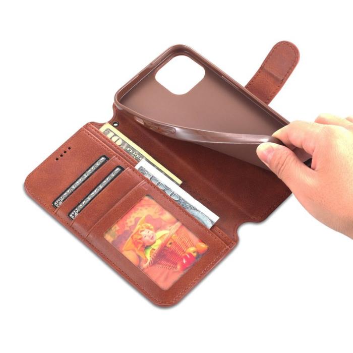 AZNS - AZNS iPhone 14 Plus Fodral - PU Läder - Ställfunktion - Brun