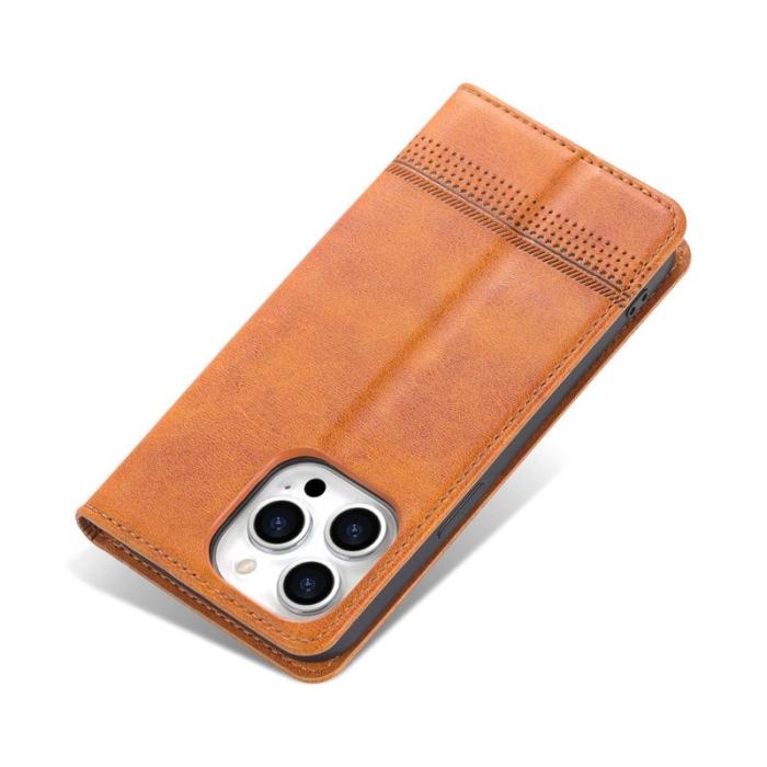 AZNS - AZNS iPhone 14 Pro Fodral - PU Läder - Anti-fall - Brun