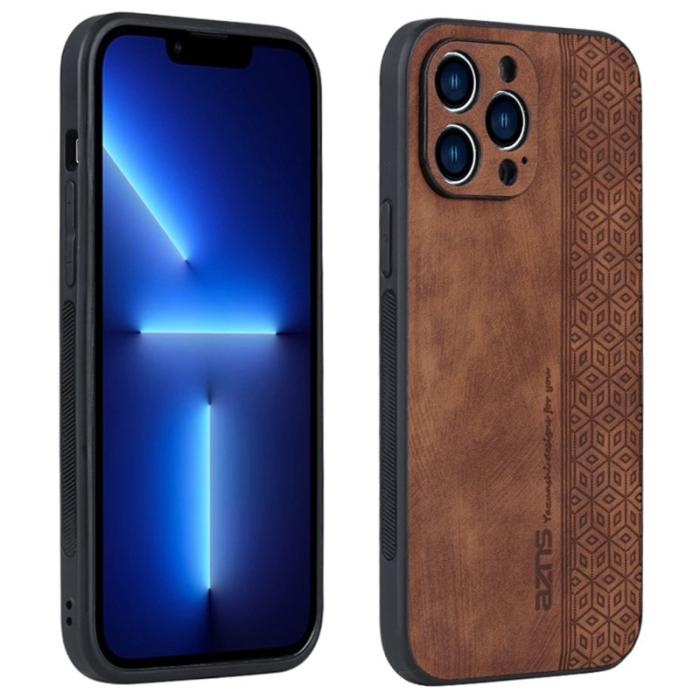 AZNS - AZNS iPhone 14 Pro Fodral PU Läder - Brun