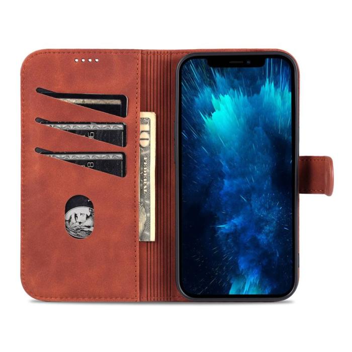 AZNS - AZNS iPhone 14 Pro Fodral PU Läder - Stöttålig - Brun
