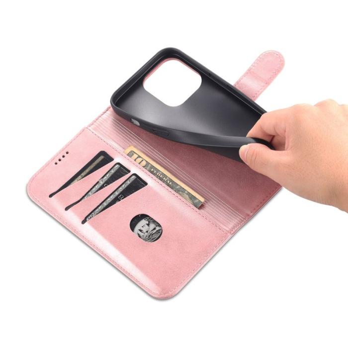 AZNS - AZNS iPhone 14 Pro Max Fodral Äkta läder - Rose Gold