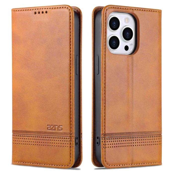 AZNS - AZNS iPhone 14 Pro Max Fodral PU Läder - Brun