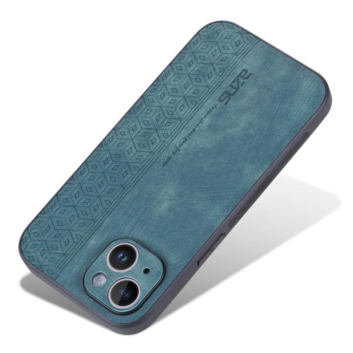 AZNS - AZNS iPhone 15 Fodral Imprinted Mönster PU Läder - Grön