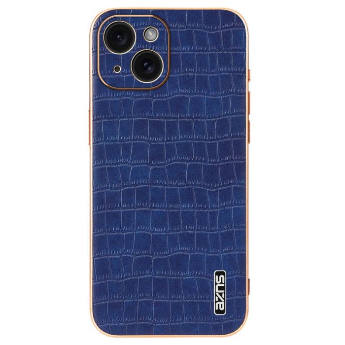 AZNS - AZNS iPhone 15 Fodral Krokodilmönster Drop-skydd Läder - Blå