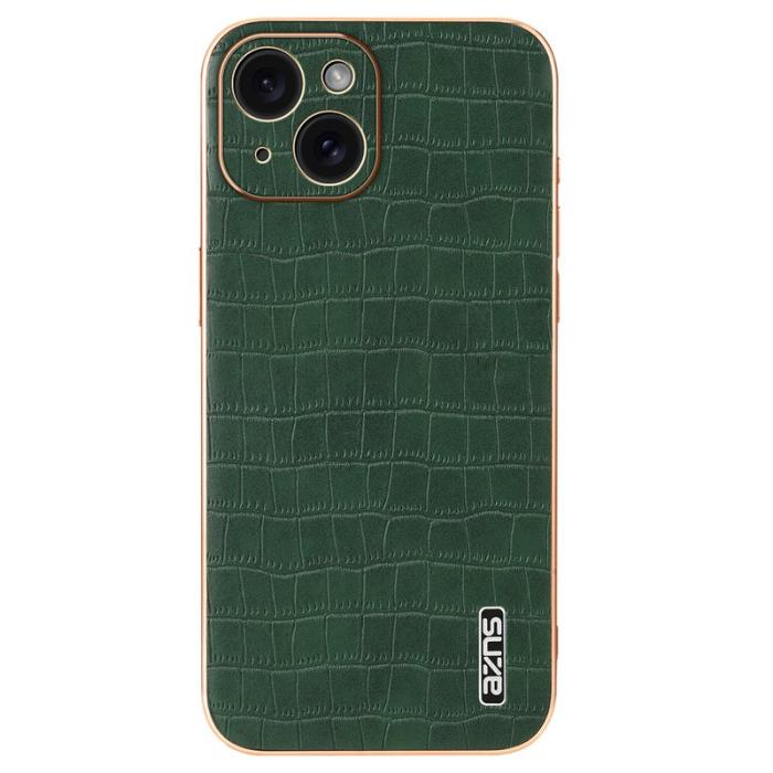 AZNS - AZNS iPhone 15 Fodral Krokodiltextur Drop-säker TPU - Grön