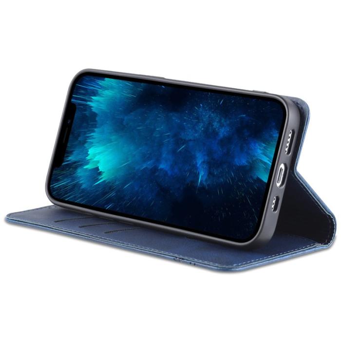 AZNS - AZNS iPhone 15 Fodral - PU Läder + TPU - Plånbok Ställ - Blå