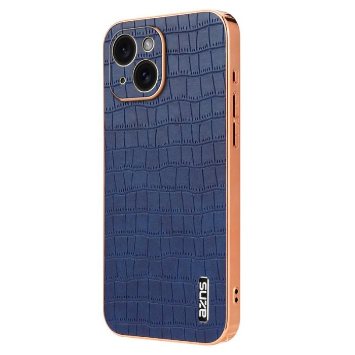 AZNS - AZNS iPhone 15 Plus Fodral KonstLäder Kroko - Blå
