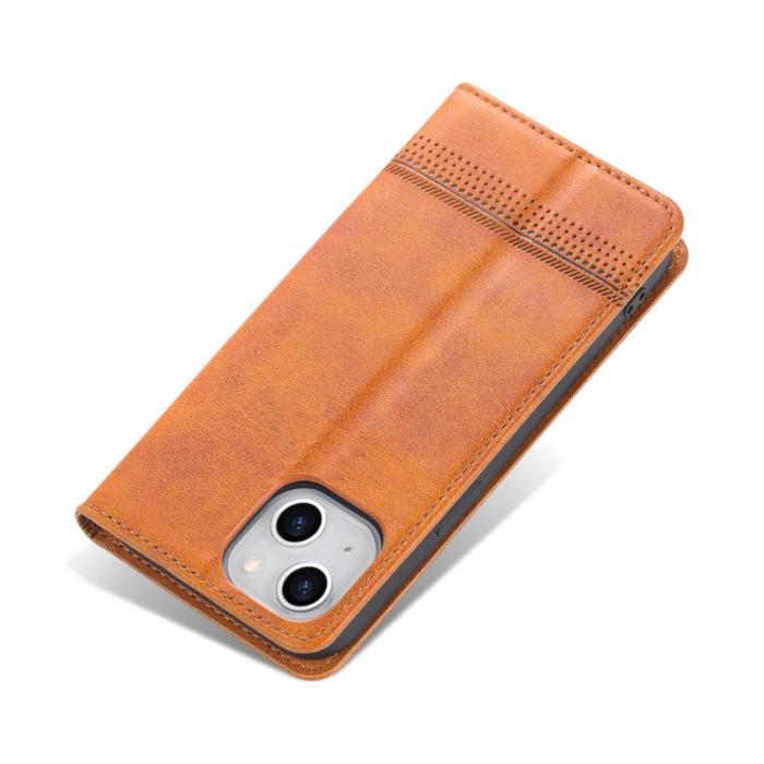 AZNS - AZNS iPhone 15 Plus Plånboksfodral i Konstläder - Brun - Ställfunktion