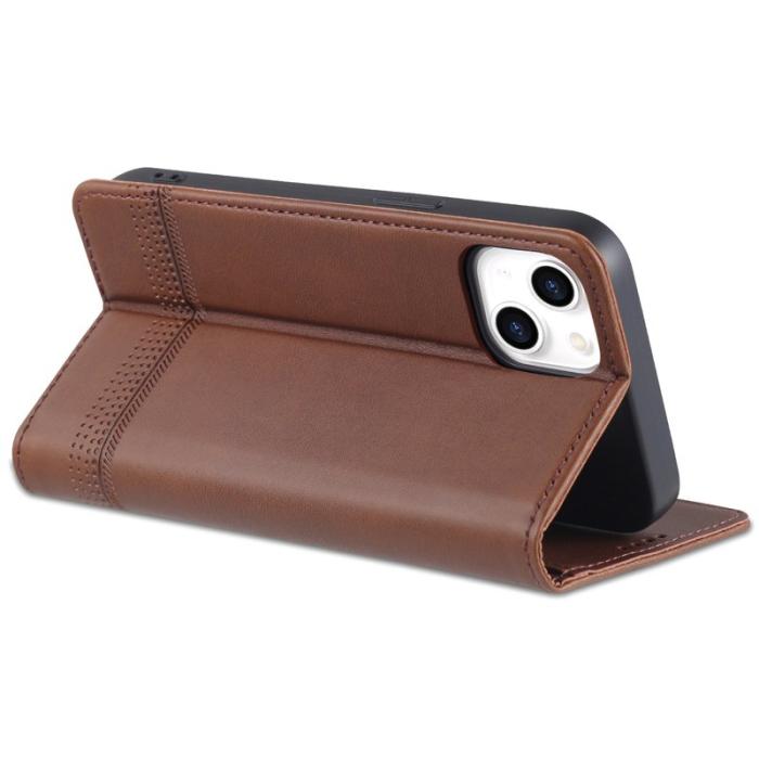 AZNS - AZNS iPhone 15 Plus Plånboksfodral i Konstläder - Brun - Ställfunktion