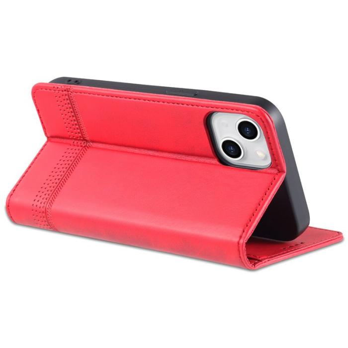 AZNS - AZNS iPhone 15 Plus Plånboksfodral i Konstläder - Röd