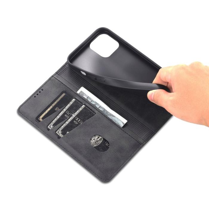 AZNS - AZNS iPhone 15 Plus Plånboksfodral i Konstläder - Ställfunktion - Svart